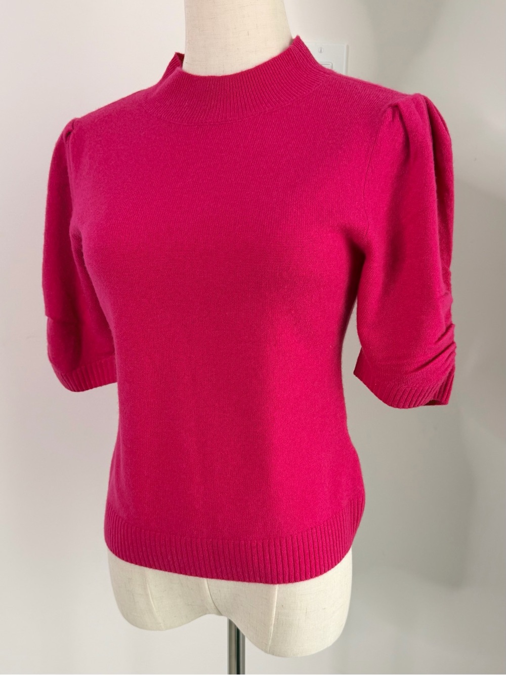 Anthropologie Pink Wool Cashmere Puff Sleeve Sweater Size S - Picture 4 of 10